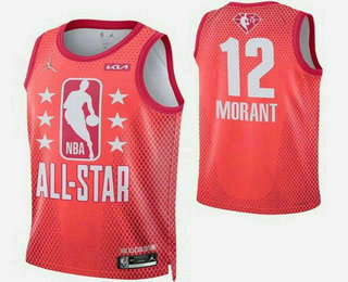 Men's Memphis Grizzlies #12 Ja Morant Red Diamond 75th 2022 All Star Heat Press Jersey