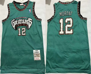 Men's Memphis Grizzlies #12 Ja Morant Teal Throwback Stitched Jersey