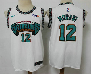 Men's Memphis Grizzlies #12 Ja Morant White Nike 2019 Hardwood Classics Green Throwback Swingman Jersey With The Sponsor Logo
