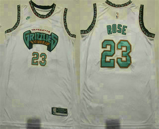 Men's Memphis Grizzlies #23 Derrick Rose White 2024 Classic Edition Swingman Stitched Jersey