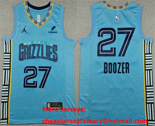 Men's Memphis Grizzlies #27 Cameron Boozer Blue Statement Edition Stitched Jersey