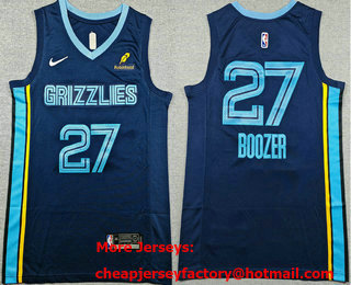 Men's Memphis Grizzlies #27 Cameron Boozer Navy Blue Icon Sponsor Swingman Jersey
