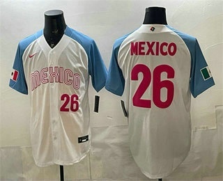 Men's Mexico #26 Mexico White 2026 World Baseball Classic Cool Base Jersey