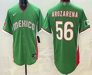 Men's Mexico #56 Randy Arozarena Green 2026 World Baseball Classic Cool Base Jersey