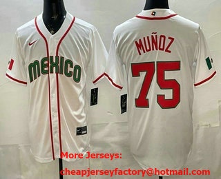Men's Mexico #75 Andres Munoz White 2026 World Baseball Classic Cool Base Jersey