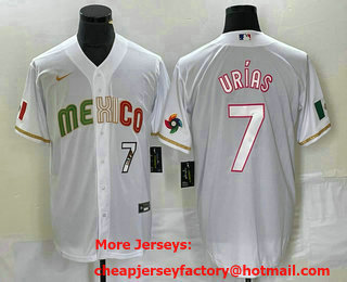 Men's Mexico Baseball #7 Julio Urias Number 2023 White World Classic Stitched Jersey 887