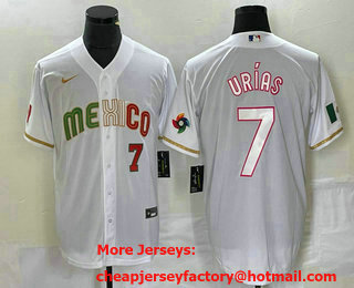 Men's Mexico Baseball #7 Julio Urias Number 2023 White World Classic Stitched Jersey 889