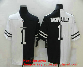 Men's Miami Dolphins #1 Tua Tagovailoa White Black Peaceful Coexisting 2020 Vapor Untouchable Stitched NFL Nike Limited Jersey
