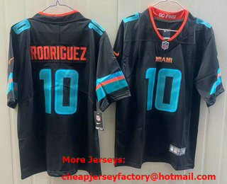 Men's Miami Dolphins #10 Jacob Rodriguez Limited Black Rivalries Vapor Jersey