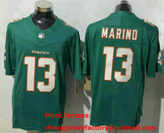 Men's Miami Dolphins #13 Dan Marino Aqua FUSE Vapor Limited Stitched Jersey