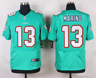 Men's Miami Dolphins #13 Dan Marino Aqua Green Team Color NFL Nike Elite Jersey