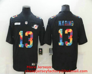 Men's Miami Dolphins #13 Dan Marino Multi-Color Black 2020 NFL Crucial Catch Vapor Untouchable Nike Limited Jersey