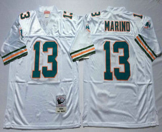 Men's Miami Dolphins #13 Dan Marino White Stitched NFL Thowback Jersey