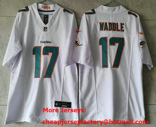 Men's Miami Dolphins #17 Jaylen Waddle White 2023 FUSE Vapor Limited Throwback Stitched Jersey