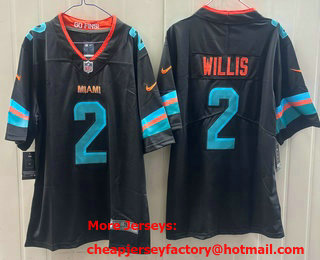 Men's Miami Dolphins #2 Malik Willis Limited Black Rivalries Vapor Jersey
