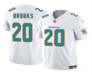 Men's Miami Dolphins #20 Jordyn Brooks White 2024 FUSE Vapor Limited Stitched Football Jersey
