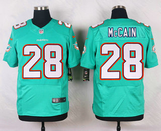 Men's Miami Dolphins #28 Bobby McCain Aqua Green Team Color NFL Nike Elite Jersey