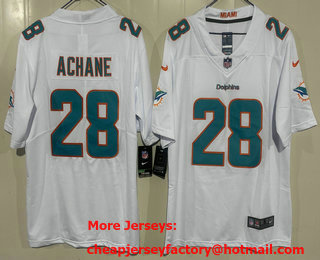 Men's Miami Dolphins #28 DeVon Achane White Vapor Limited Stitched Jersey