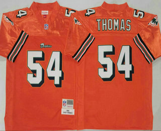 Men's Miami Dolphins #54 Zach Thomas Orange 2004 Throwback Jersey