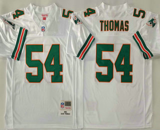 Men's Miami Dolphins #54 Zach Thomas White 2004 Throwback Jersey