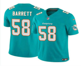 Men's Miami Dolphins #58 Shaquil Barrett Aqua 2023 FUSE Vapor Limited Stitched Jersey