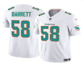 Men's Miami Dolphins #58 Shaquil Barrett White 2023 FUSE Vapor Limited Stitched Jersey