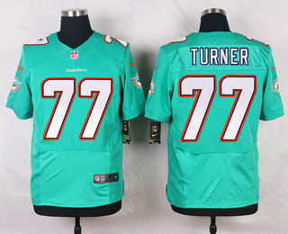 Men's Miami Dolphins #77 Billy Turner Aqua Green Team Color NFL Nike Elite Jersey