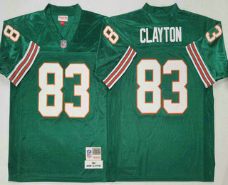 Men's Miami Dolphins #83 Mark Clayton Aqua 1984 Throwback Jersey