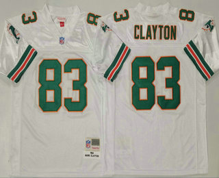 Men's Miami Dolphins #83 Mark Clayton White 1984 Throwback Jersey
