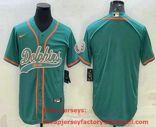 Men's Miami Dolphins Blank Aqua With Patch Cool Base Stitched Baseball Jersey