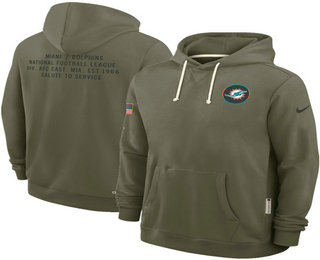 Men's Miami Dolphins Olive 2025 Salute to Service Pullover Hoodie