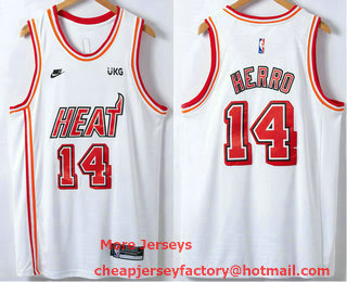 Men's Miami Heat #14 Tyler Herro White 2023 Nike Swingman Stitched NBA Jersey With Sponsor
