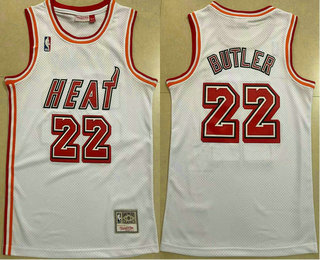 Men's Miami Heat #22 Jimmy Butler White Throwback Stitched Basketball Jersey