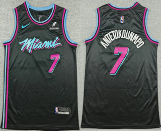 Men's Miami Heat #7 Giannis Antetokounmpo Black City Sponsor Swingman Jersey