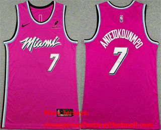 Men's Miami Heat #7 Giannis Antetokounmpo Pink Swingman playoffs Earned Edition Stitched Jersey