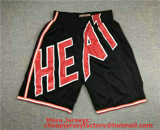 Men's Miami Heat Black Big Face Mitchell Ness Hardwood Classics Soul Swingman Throwback Shorts