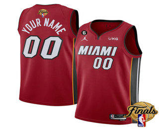 Men's Miami Heat Custom Red 2023 Finals Statement Edition With 6 Patch Stitched Jersey
