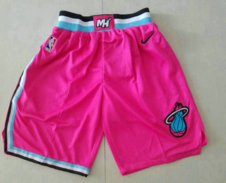 Men's Miami Heat Pink Nike Swingman 2018 playoffs Earned Edition Stitched Shorts