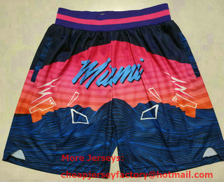 Men's Miami Heat Red Big Face Mitchell Ness Hardwood Classics Soul Swingman Throwback Shorts
