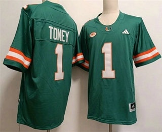 Men's Miami Hurricanes #1 Malachi Toney Green FUSE College Football Jersey