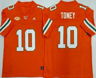 Men's Miami Hurricanes #10 Malachi Toney Orange College Football Jersey