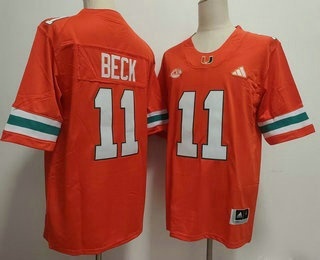 Men's Miami Hurricanes #11 Carson Beck Orange College Football Jersey