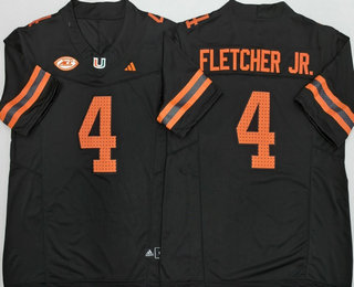 Men's Miami Hurricanes #4 Mark Fletcher Jr Orange FUSE College Football Jersey