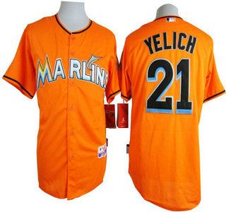 Men's Miami Marlins #21 Christian Yelich Orange Jersey