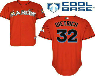 Men's Miami Marlins #32 Derek Dietrich Orange Stitched Baseball Jersey