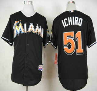 Men's Miami Marlins #84 Ichiro Suzuki Black Jersey