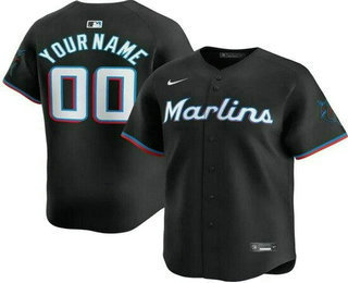 Men's Miami Marlins Customized Black Limited Jersey