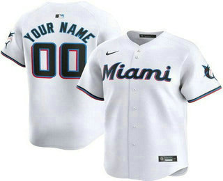 Men's Miami Marlins Customized White Limited Jersey