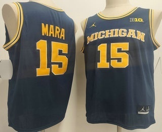 Men's Michigan Wolverines #15 Aday Mara Navy College Basketball Jersey