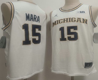 Men's Michigan Wolverines #15 Aday Mara White College Basketball Jersey
